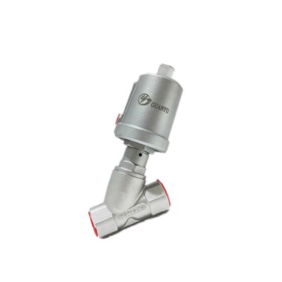 Threaded pneumatic control angle seat valve